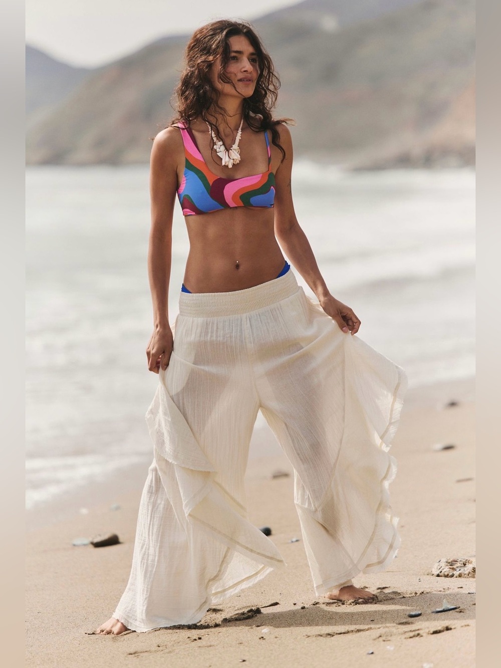 NWT Free People Songs of Summer Pants Flowy Cotton SZ M IVORY - Picture 4 of 10